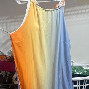 Gradient Sleeveless Dress in Orange, Yellow, and Blue